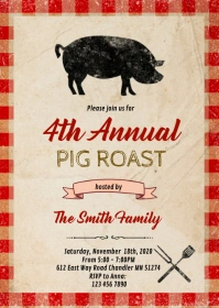 County Fair Pig roast party invitation A6 template