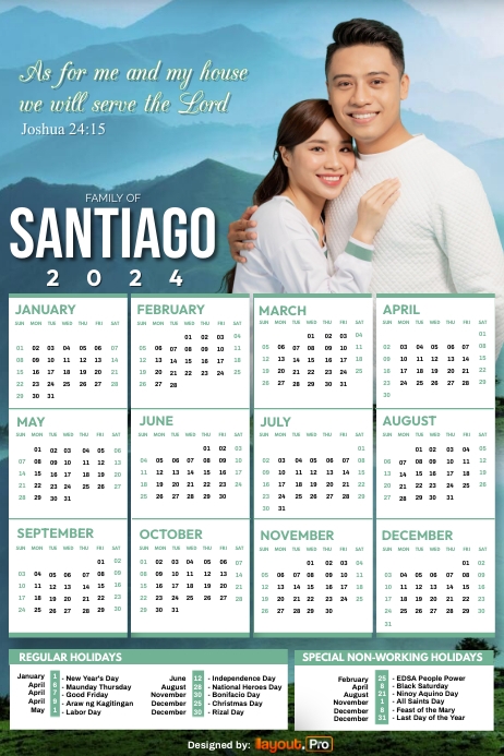 Couple Calendar 2024 Plakat template