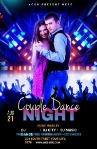 Couple Dance Party Template Half Page Wide