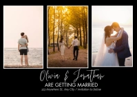 Couple Photo Collage Simple Wedding Invitatio Kartu Pos template