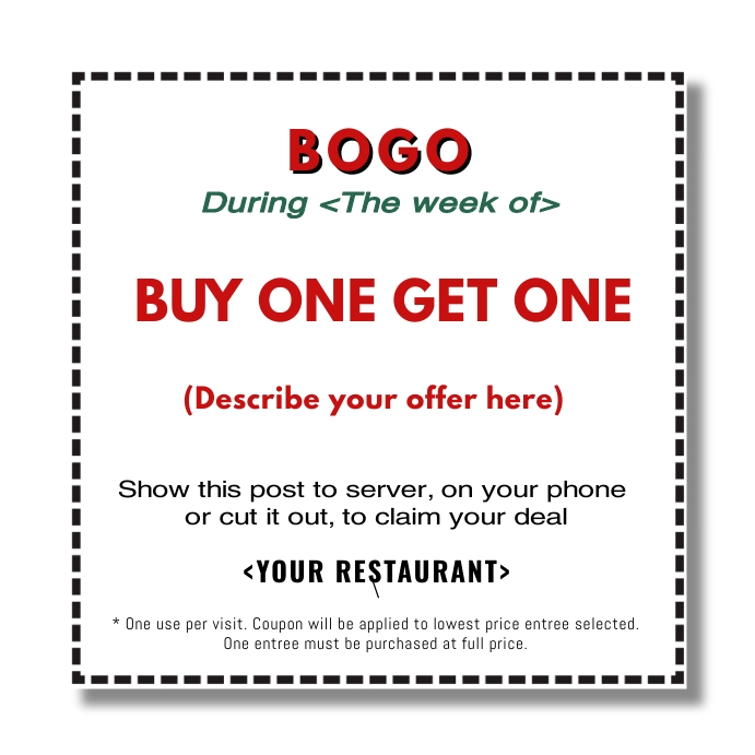 Coupon, BOGO Iphosti le-Instagram template