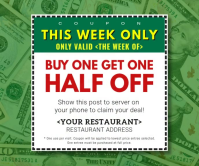 Coupon, Half-Off, Limited Time This Week Only Großes Rechteck template