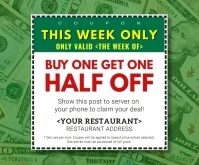 Coupon, Half-Off, Limited Time This Week Only Large Rectangle template