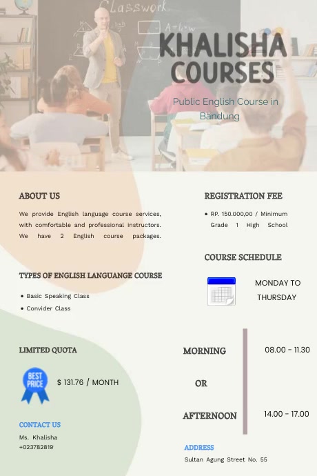 English Courses Template | PosterMyWall