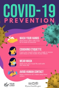 Covid-19 Corona Virus Prevention Poster Affiche template