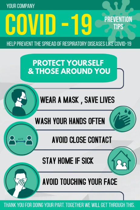 COVID - 19 PREVENTION TIPS Template | PosterMyWall