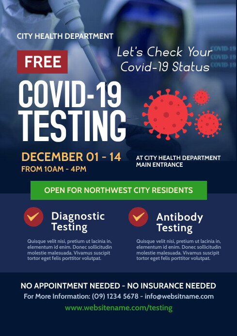 Community Testing Flyers Covid-19 Testing Announcement Template | PosterMyWall