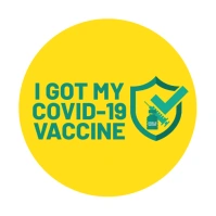 COVID-19 Vaccinated Sticker Logotipo template