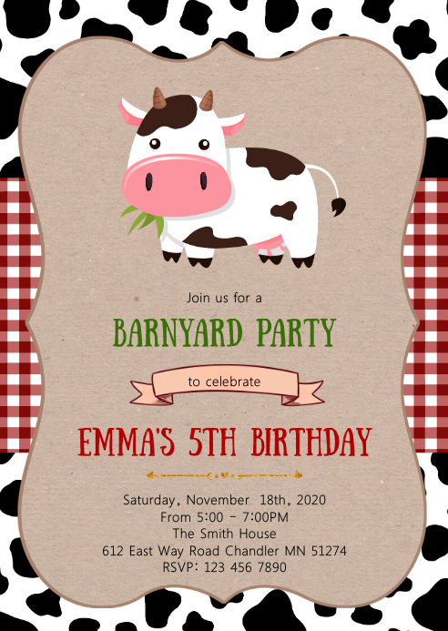 Cow Birthday Party Invitation Template Postermywall