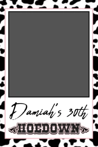 Cow Print Cowgirl Birthday 4x6 Photo Frame Te template