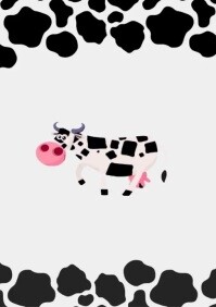 Cow Skin Design Birthday Video Invitation A4 template