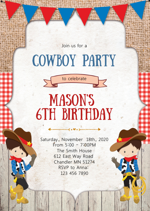 Modele Cow Boy Cow Girl Anniversaire Invitation Postermywall Modele Cow Boy Cow Girl Anniversaire Invitation Postermywall
