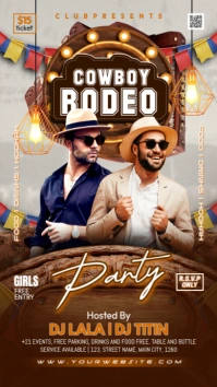Cowboy Rodeo Party Flyer Instagram Story template