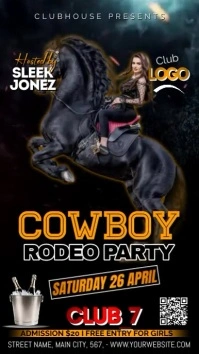 COWBOY RODEO PARTY FLYER TEMPLATE POSTER Instagram Story