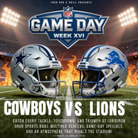 cowboys vs lions. nfl flyer. american football. Instagram Post template