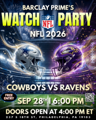 Purple NFL Watch Party Instagram Portrait Template