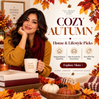 Белый Autumn Home Decor Pos Instagram Template