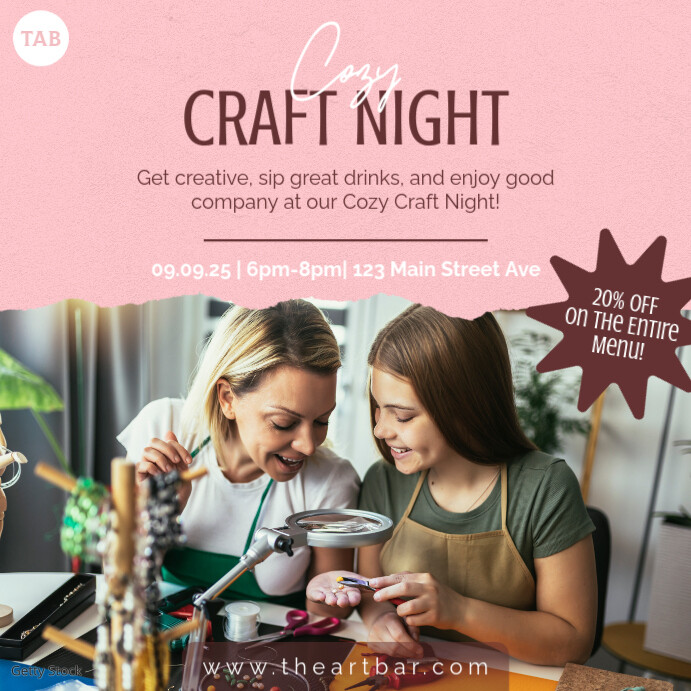 Cozy Craft Night Restaurant Instagram Post template