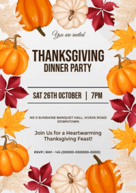 cozy family thanksgiving celebration flyer A4 template