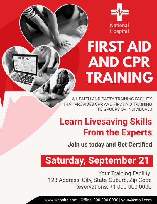 CPR & First Aid Training Center Flyer Ulotka (US Letter) template