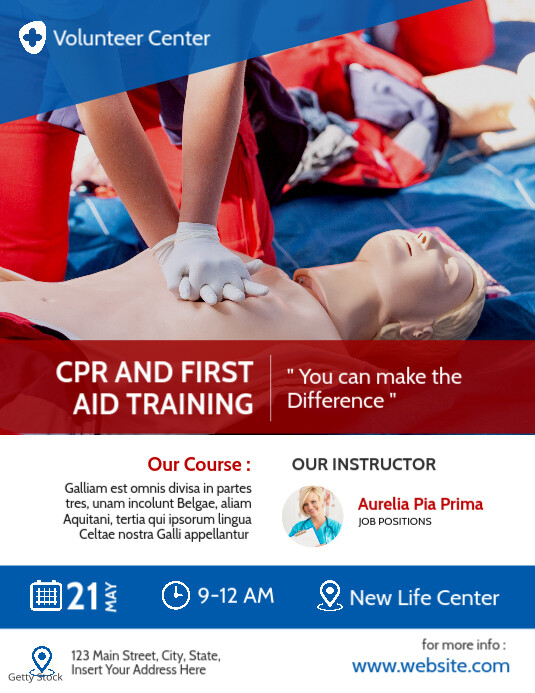 cpr and first aid training flyer advertising Template | PosterMyWall