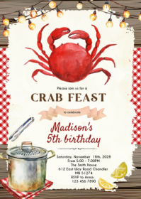 Crab Feast Party Invitation A6 template