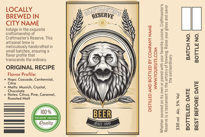 Craft Beer Label Template Printable Free Down PosterMyWall