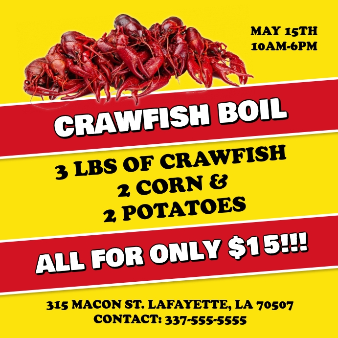 Copy of CRAWFISH BOIL FUNDRAISER FLYER TEMPLATE PosterMyWall