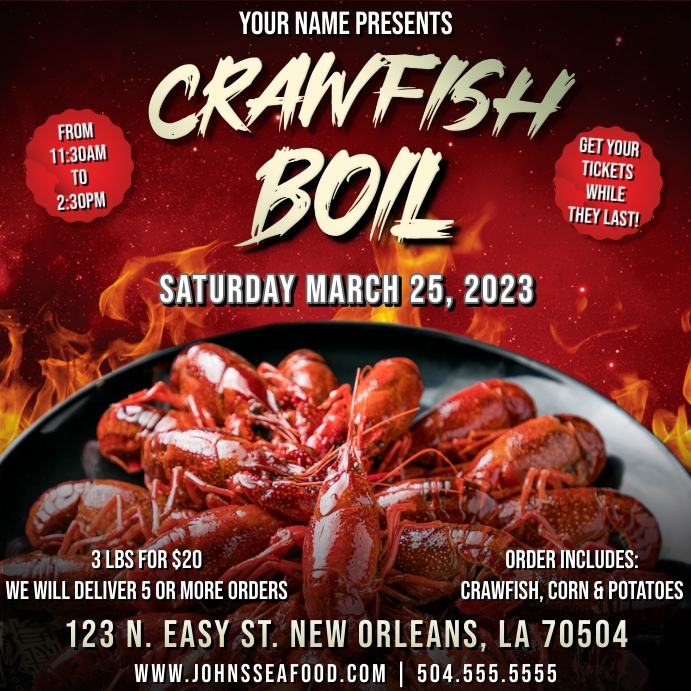 Copy of CRAWFISH BOIL SEAFOOD FLYER TEMPLATE | PosterMyWall