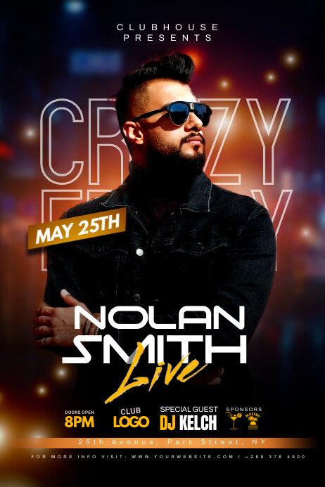 crazy friday night party Poster template