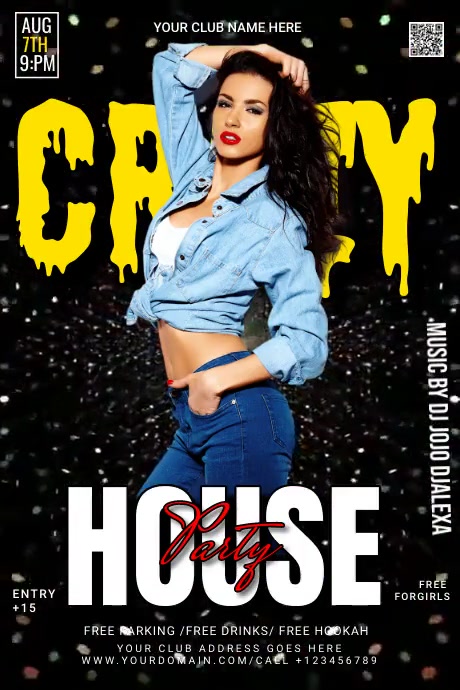 CRAZY HOUSE PARTY (2) Poster template