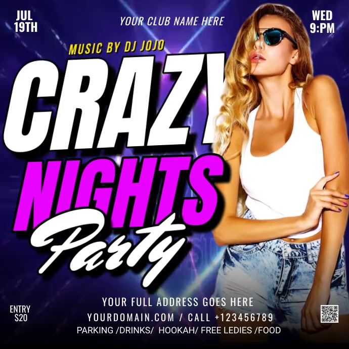 CRAZY NIGHT (1) Instagram Post template