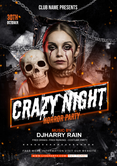 Crazy Night Party Ads A4 template