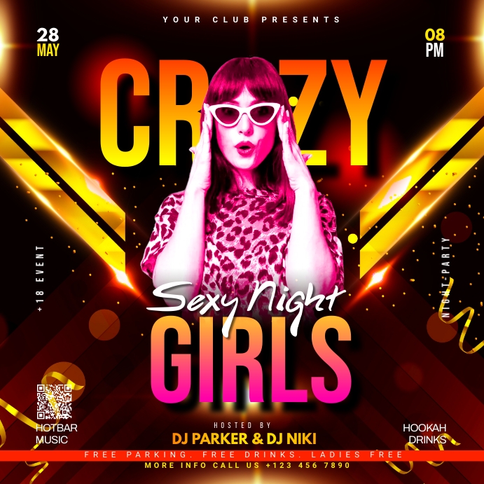CRAZY NIGHT PARTY Publicação no Instagram template