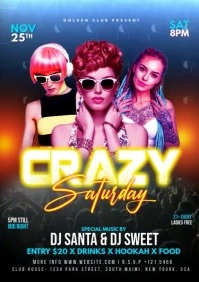 Crazy Saturday night party A3 template
