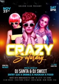 Crazy Saturday night party A5 template