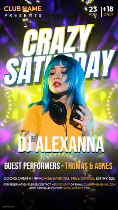 Crazy Saturday Party Video Instagram Story template