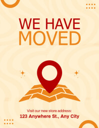Cream & Red Modern Minimalist We Have Moved Announcement Volante (Carta US) template