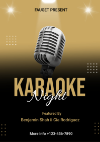 Cream and Black Simple Elegant Karaoke Night Poster A5 template