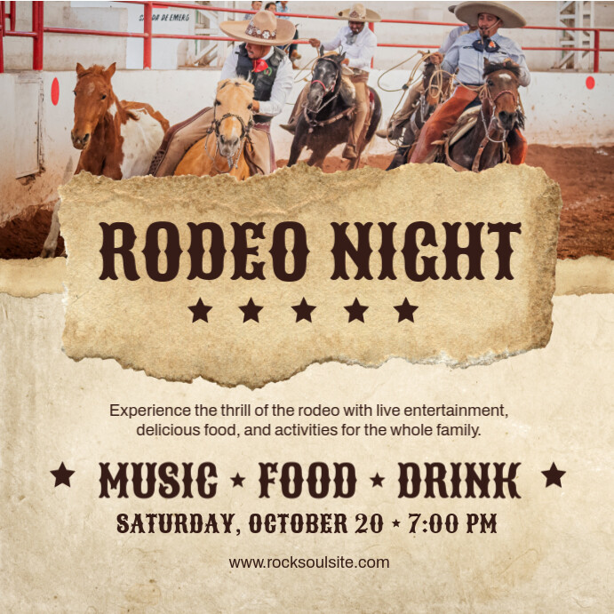 Cream And Brown Modern Rodeo Night Instagram Post Template | PosterMyWall