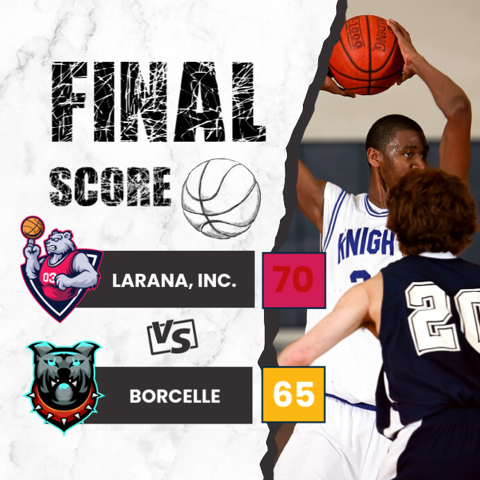 Highlight Score Cream and Brown Torn Basketball Highlight Score Instagram Post Template ...
