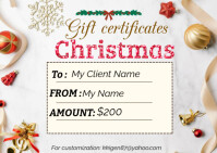 Cream and White Elegant Classy Christmas Gift Certificate A6 template