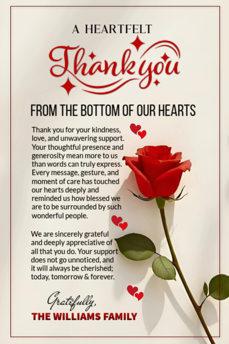 Cream Floral Heartfelt Thank You Poster / elegant appreciation and ...