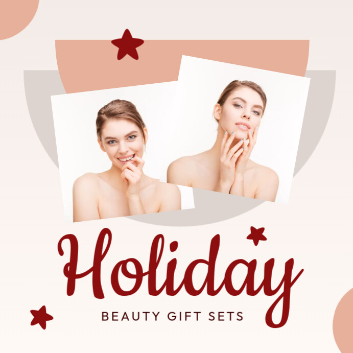 Cream Geometric Holiday Beauty Gift Sets Instagram Post template