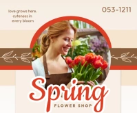 Cream Geometric Spring Flower Shop Medium Rectangle Persegi Panjang Sedang template