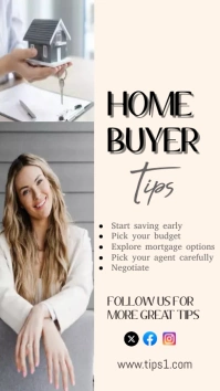 Cream home buyer tips template เรื่องราวบน Instagram