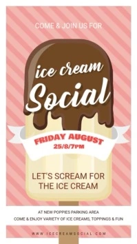 Cream Ice Cream Social Digital Display template