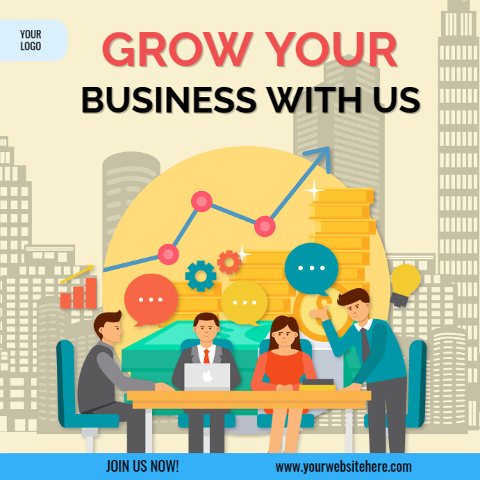 Copy of cream illustrative business growth instagram post | PosterMyWall
