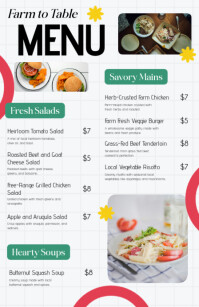 Creative Abstract Farm to Table Restaurant Menu Template (Half Page Wide) Halv side bred