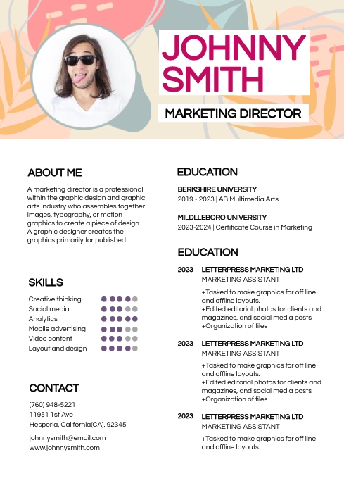 Abstract Resume Design Examples Creative Abstract Floral Resume Template | PosterMyWall
